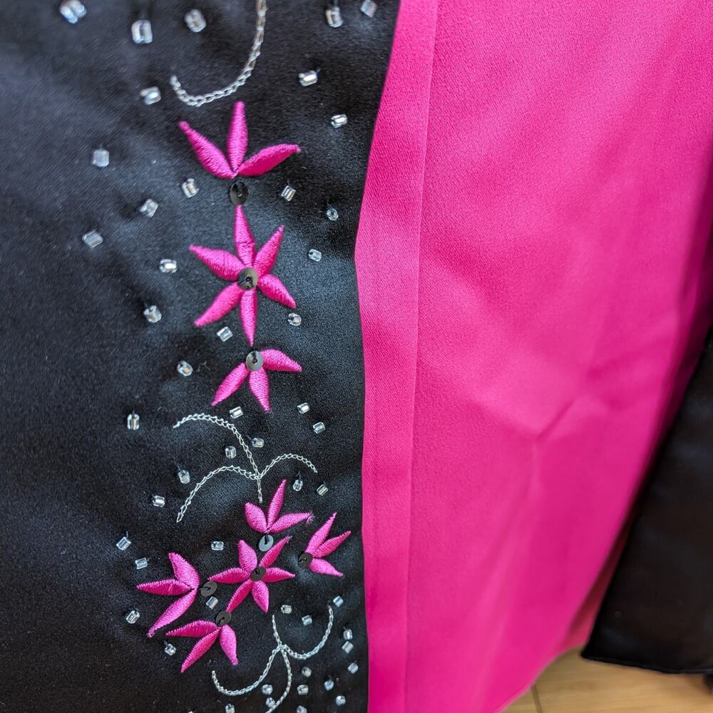 Vintage Morgan Co Prom Dress Maxi Gown 4 Pink Black Y2K Floral Corset Princess - Picture 10 of 14